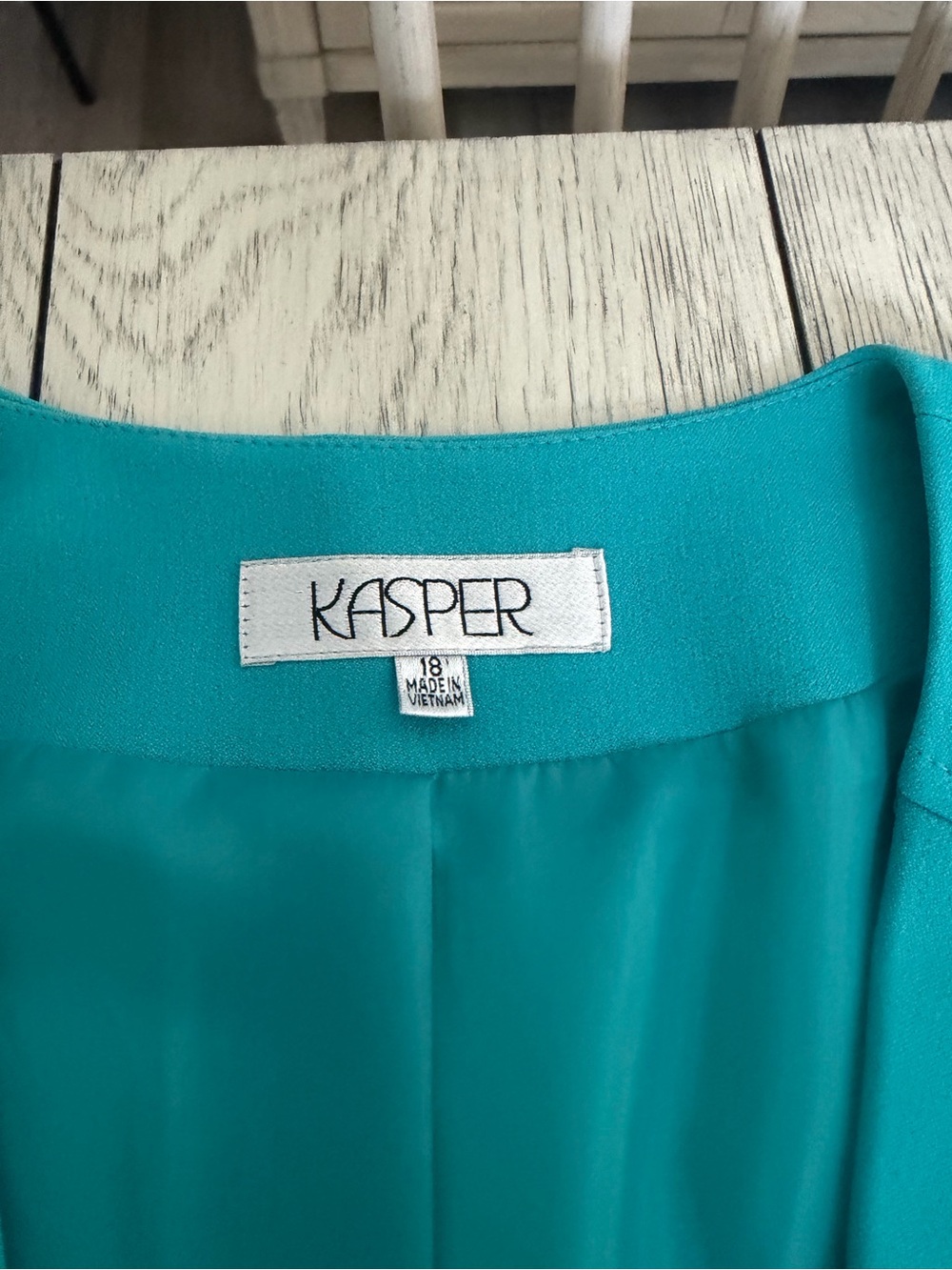 NWT Kasper Aqua Oasis One Button Collarless Blazer Suit Jacket Plus Size 18 - Picture 4 of 7